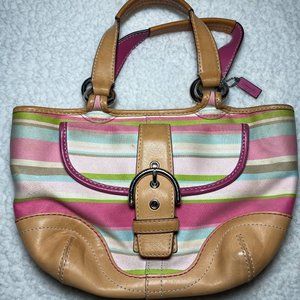Coach Hampton Multicolor Stripe Tote Small Handbag